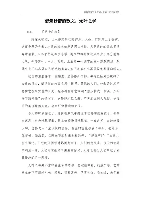 借景抒情的散文：无叶之柳