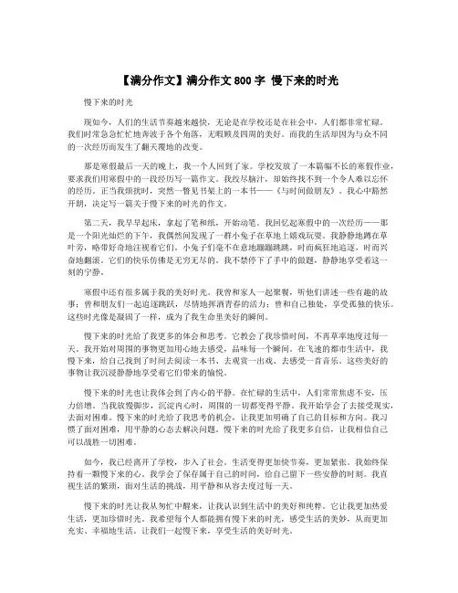 【满分作文】满分作文800字 慢下来的时光