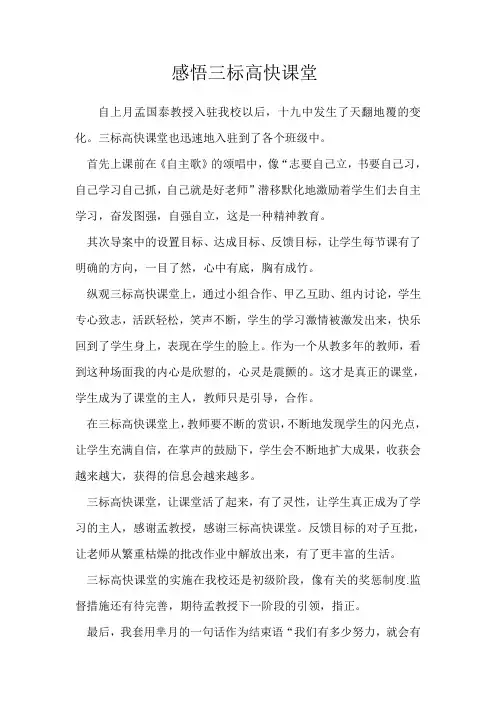 感悟三标高快课堂