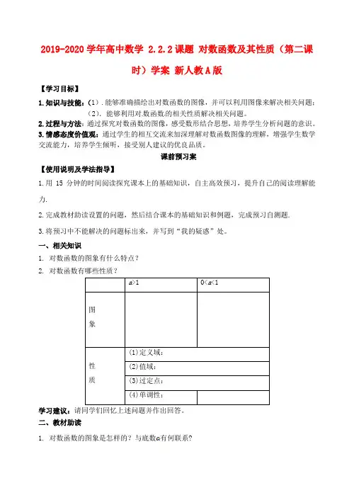 2019-2020学年高中数学 2.2.2课题 对数函数及其性质(第二课时)学案 新人教A版.doc
