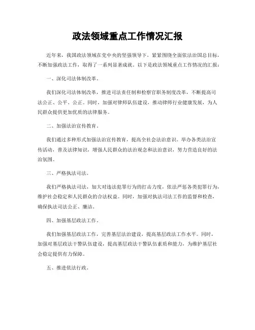 政法领域重点工作情况汇报