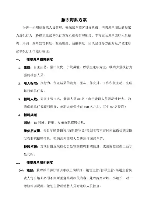 房地产兼职派单方案