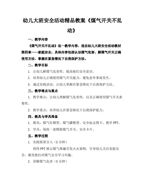 幼儿大班安全活动精品教案《煤气开关不乱动》