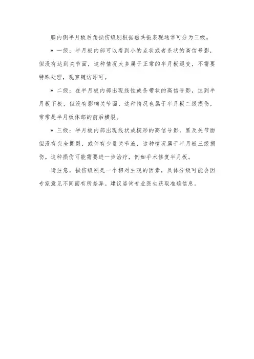 膝内侧半月板后角损伤级别