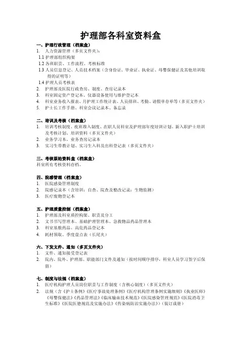 护理部各科室资料盒【精选文档】
