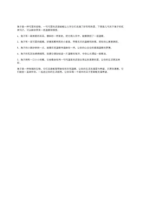 关于兔子的优美句子