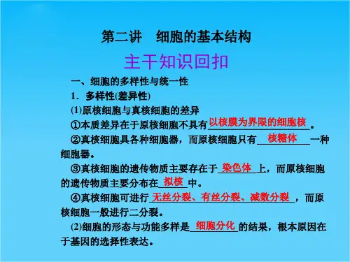 高考生物二轮复习 专题一 细胞的物质基础和基本结构(2)精品课件