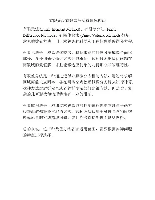有限元法有限差分法有限体积法