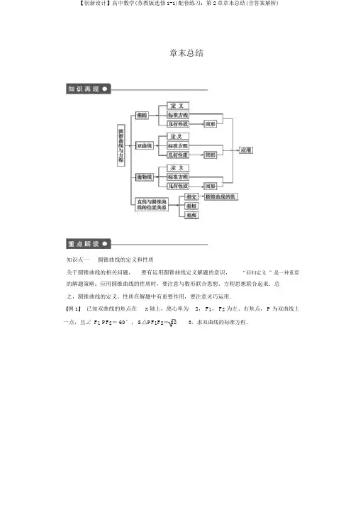 【创新设计】高中数学(苏教版选修1-1)配套练习：第2章章末总结(含答案解析)