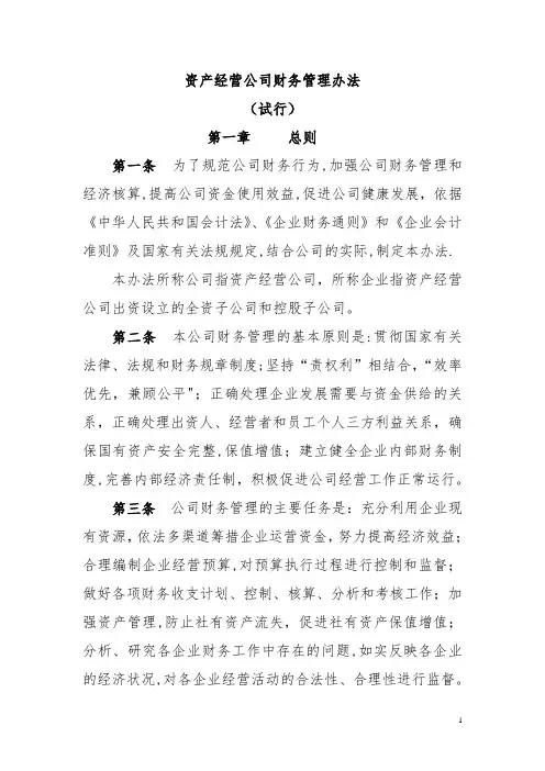 资产经营公司财务管理办法(新)