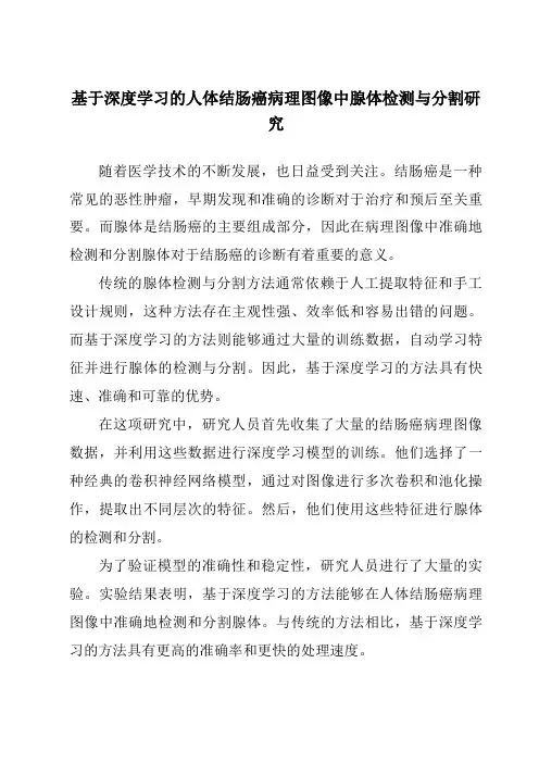 基于深度学习的人体结肠癌病理图像中腺体检测与分割研究
