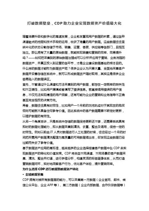 打破数据壁垒,CDP助力企业实现数据资产价值最大化