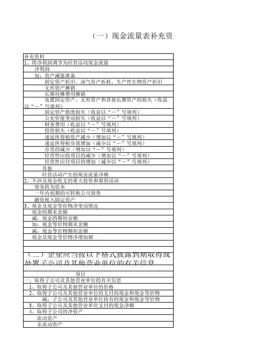 现金流量表补充资料格式