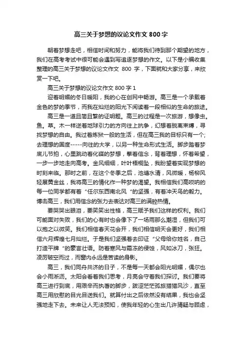 高三关于梦想的议论文作文800字