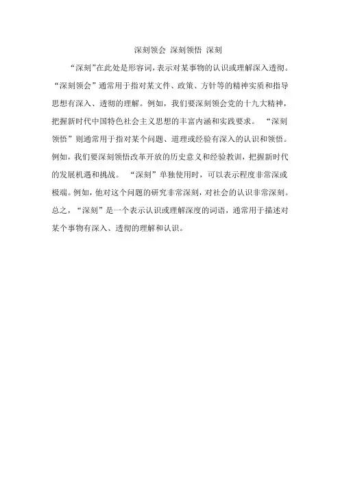 深刻领会 深刻领悟 深刻
