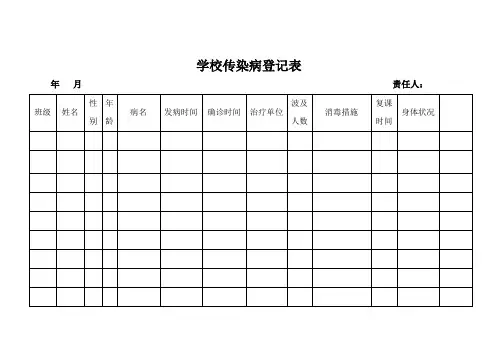 学校传染病登记表