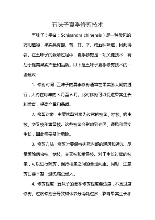 五味子夏季修剪技术