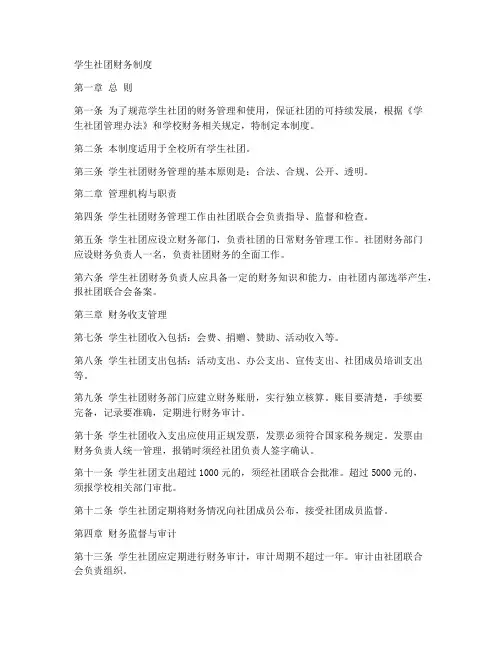 学生社团财务制度模板