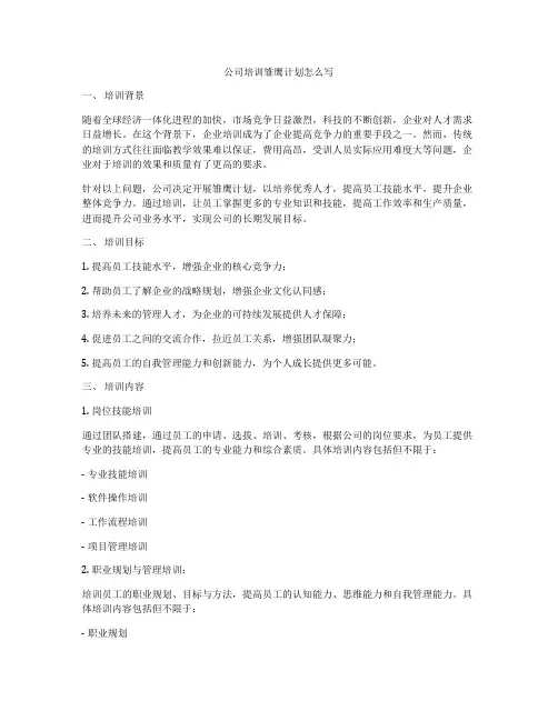公司培训雏鹰计划怎么写