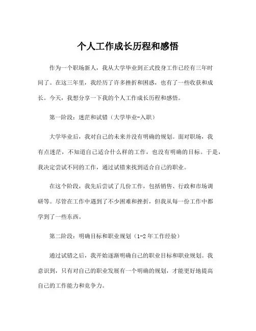 个人工作成长历程和感悟