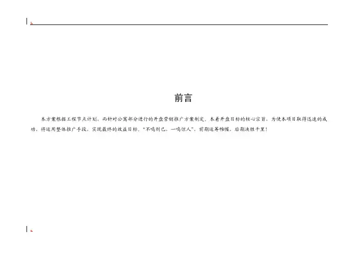 合肥永华公寓开盘前营销推广方案