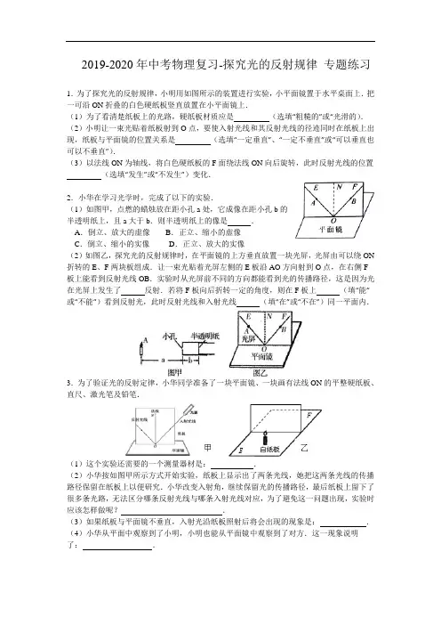 2019-2020年中考物理复习-探究光的反射规律 专题练习