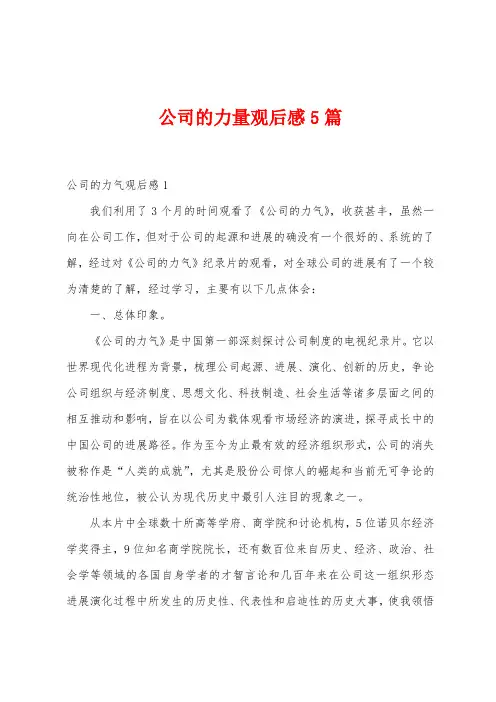 公司的力量观后感5篇