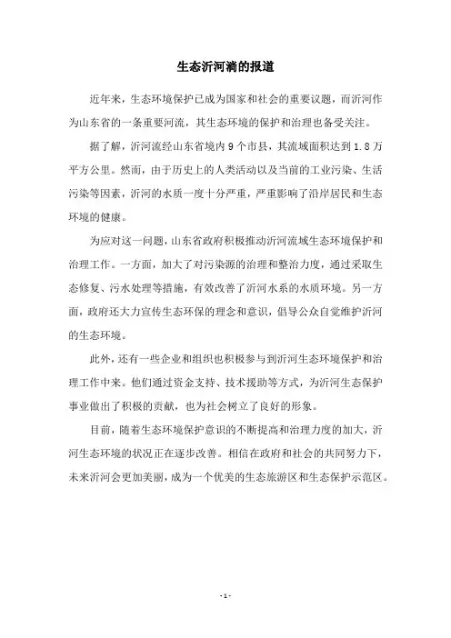 生态沂河淌的报道