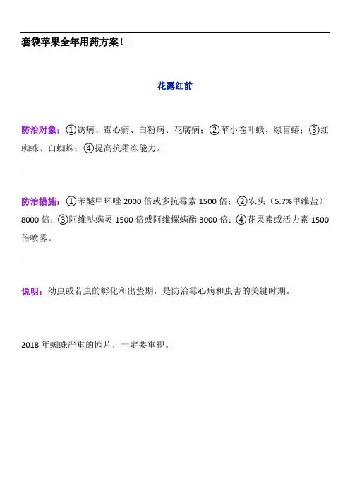套袋苹果全年用药方案