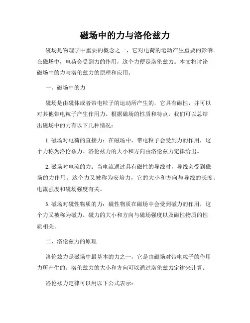 磁场中的力与洛伦兹力