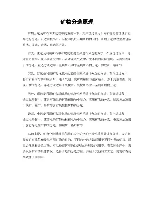 矿物分选原理