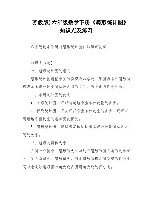 苏教版)六年级数学下册《扇形统计图》知识点及练习