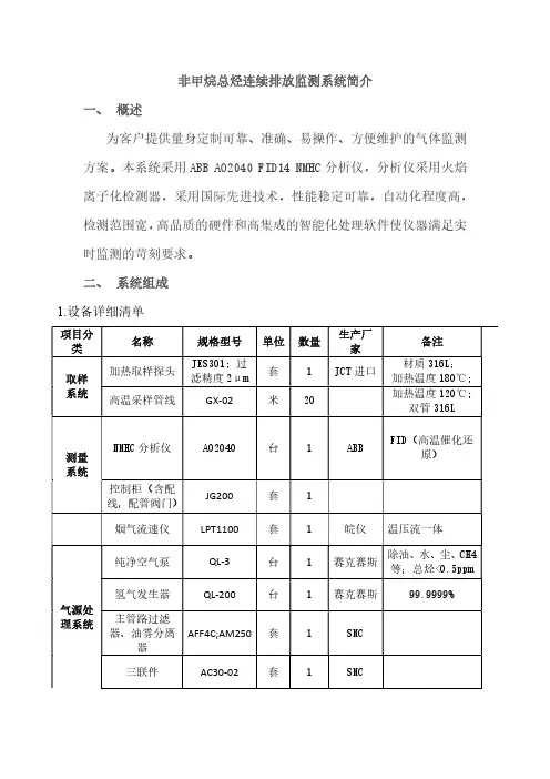 ABB非甲烷总烃连续排放监测系统简介