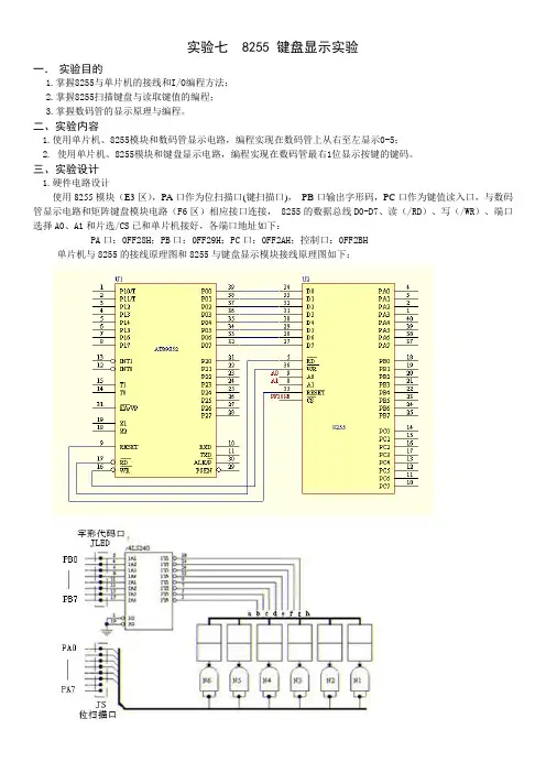 实验七8255键盘显示实验