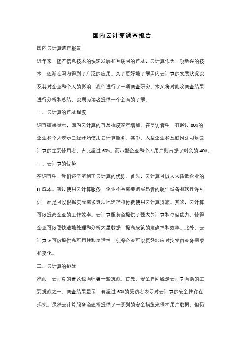 国内云计算调查报告