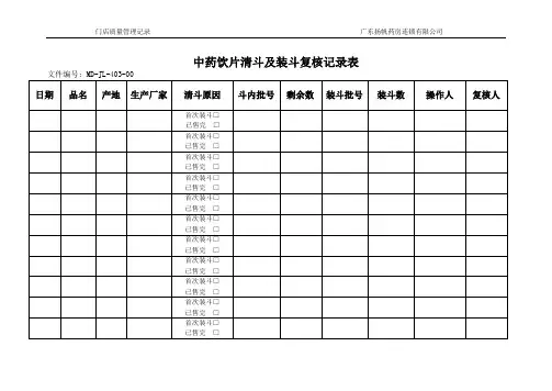 (GSP)中药饮片清斗记录表