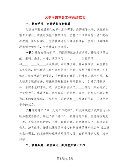大学内部审计工作总结范文(4篇)