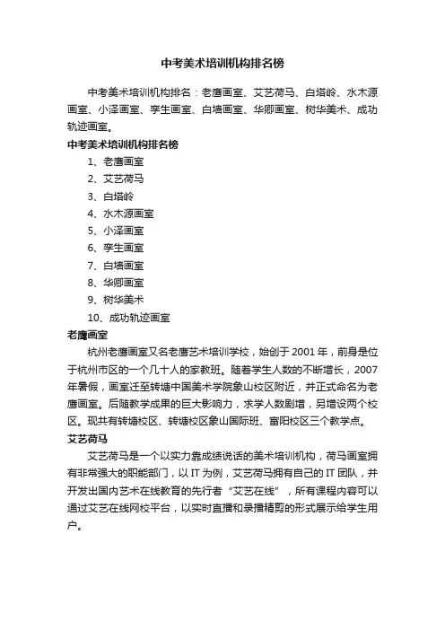 中考美术培训机构排名榜