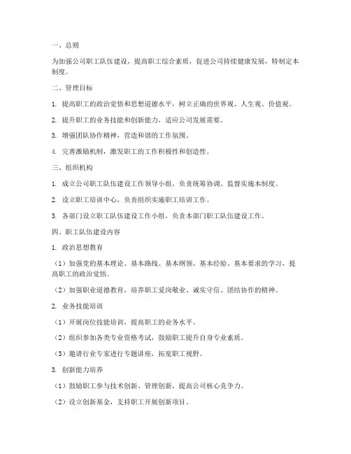 公司职工队伍建设管理制度