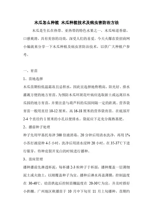 木瓜怎么种植 木瓜种植技术及病虫害防治方法