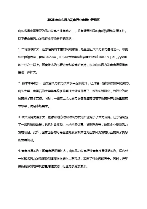 2023年山东风力发电行业市场分析现状
