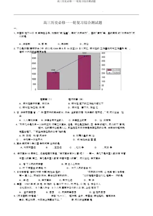 高三历史必修一一轮复习综合测试题