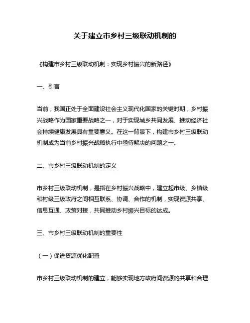 关于建立市乡村三级联动机制的