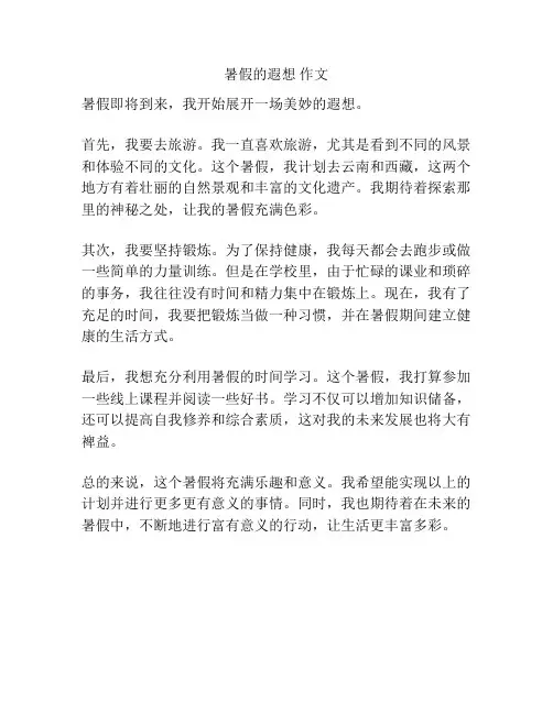 暑假的遐想 作文
