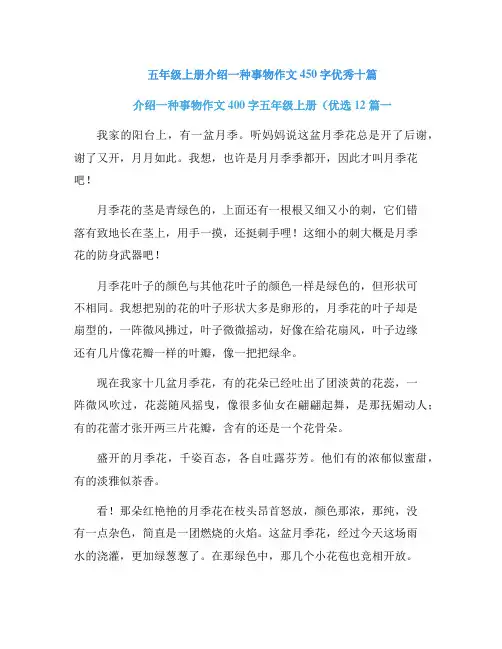 五年级上册介绍一种事物作文450字优秀十篇