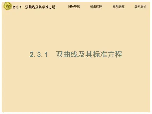 高中数学 第二章 圆锥曲线与方程 2.3.1 双曲线及其标