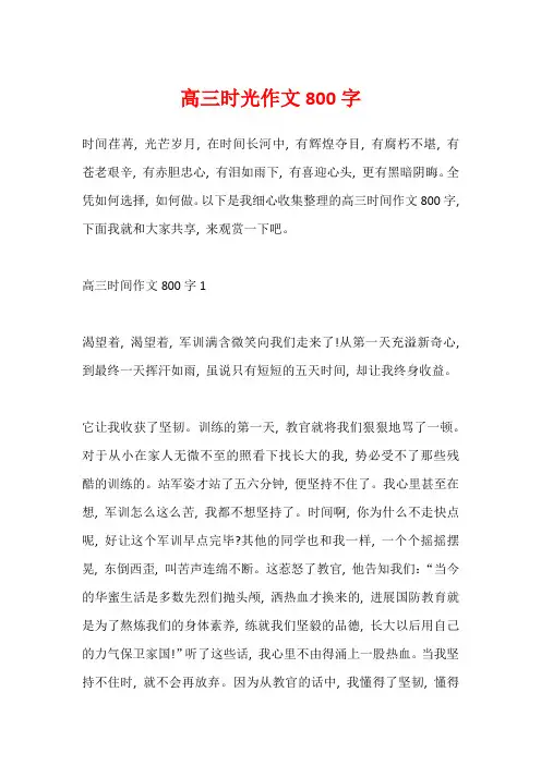 高三时光作文800字