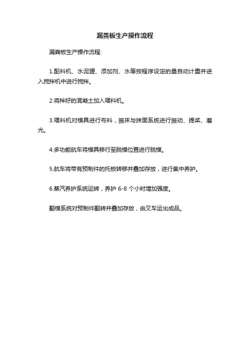 漏粪板生产操作流程