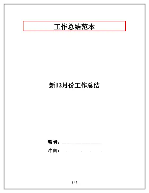 新12月份工作总结
