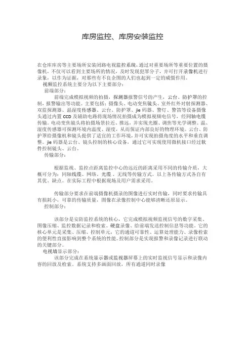 库房监控、库房安装监控